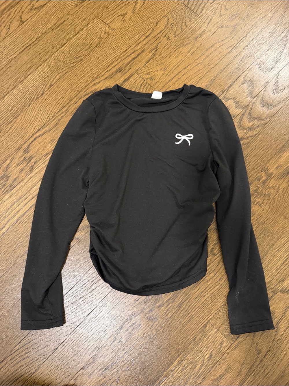 SHEIN Girls' Black Long-Sleeve Top with Bow Accent Size 10 Dri-Fit - C46-038